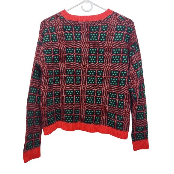 Women's Ugly Christmas Holiday Sweater Santa's Bestie Santa & Rudolph Size M - Picture 12 of 15